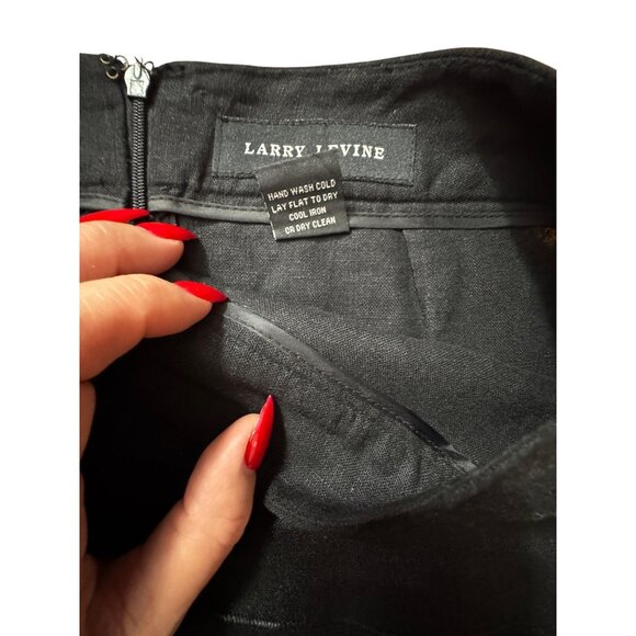 Larry Levine Black Linen Blend Skirt Size 6 Classic Office Basic Layered Sexy - Picture 3 of 4